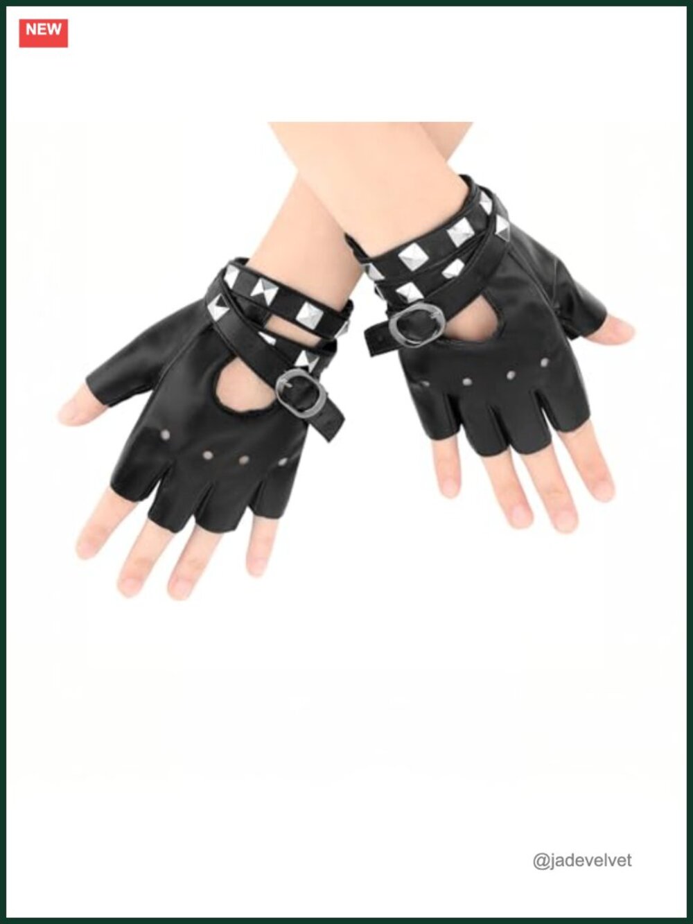 Faux Leather Fingerless Gloves Studded Biker Cosplay Costume Accessories